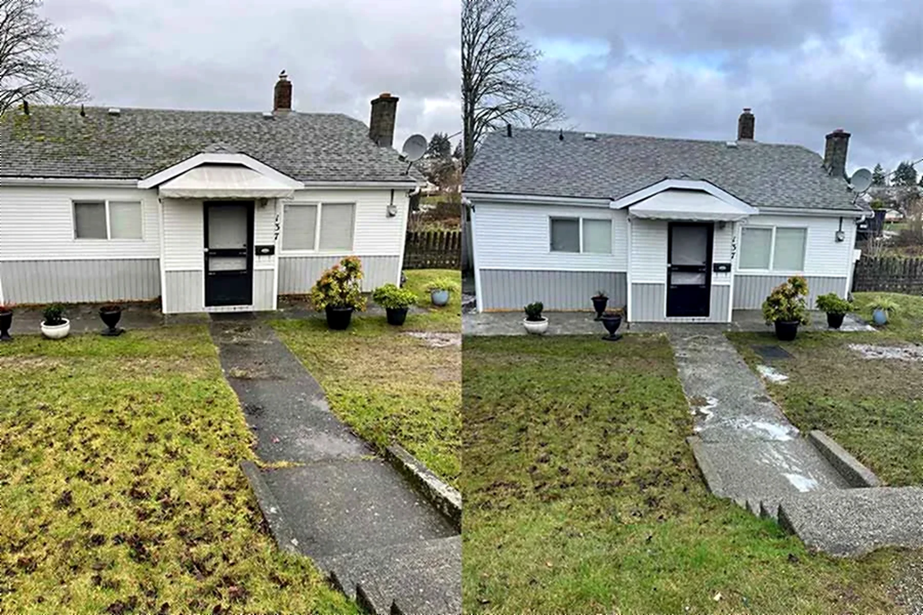 Mr. Sparkle crew washing a house exterior in Nanaimo