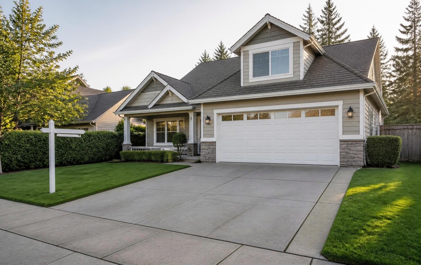 Sale-ready home with a freshly pressure-washed driveway and crisp curb appeal